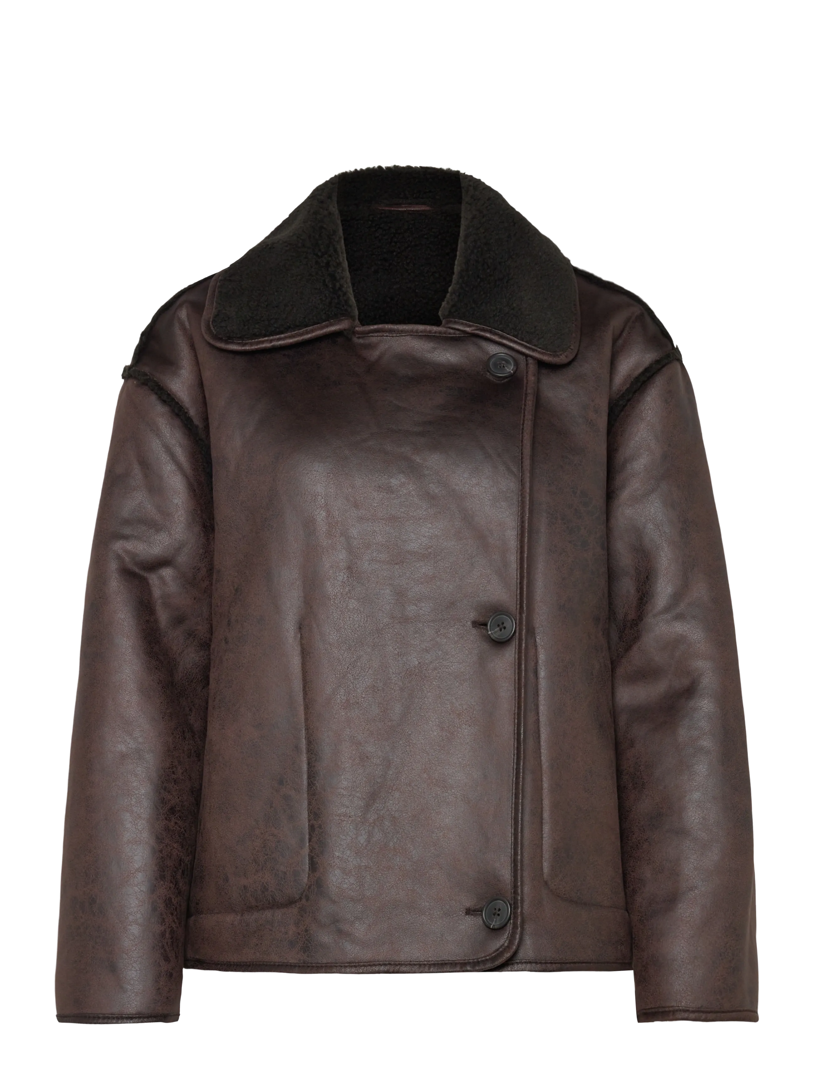 Vila - VIKADERA L/S SHEARLING JACKET - leather jackets - demitasse - 2