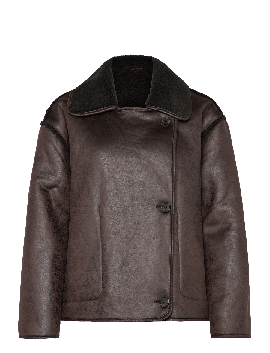 Vila - VIKADERA L/S SHEARLING JACKET - frühlingsjacken - demitasse - 2