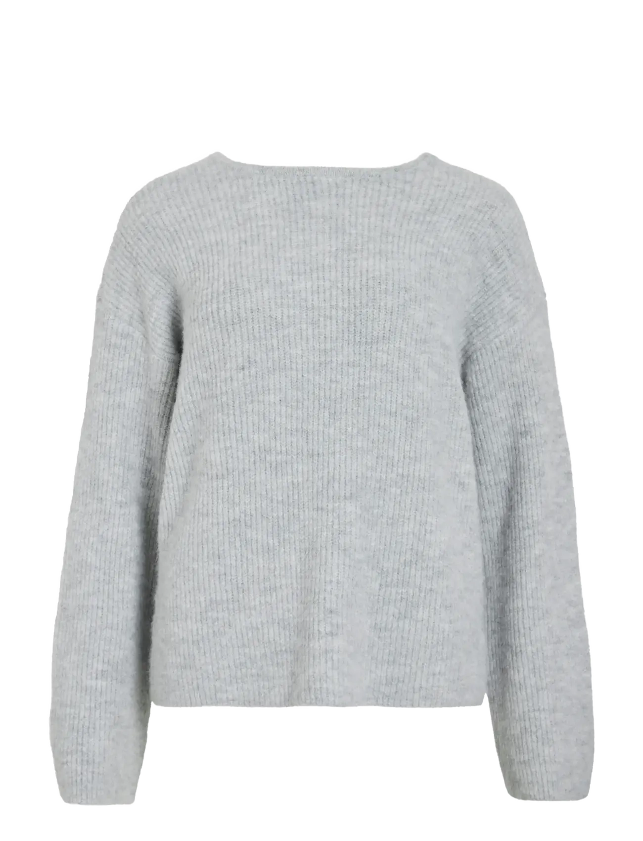 VIRETTA O-NECK L/S KNIT BOW TOP/LN - LIGHT GREY DENIM