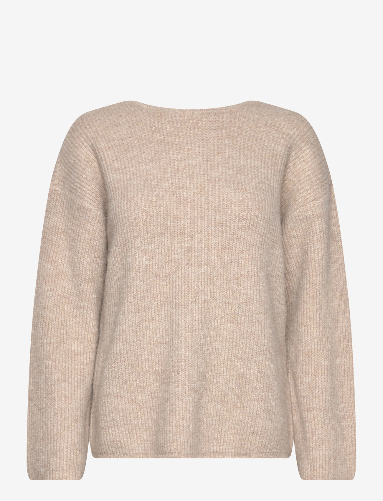 Vila - VIRETTA O-NECK L/S KNIT BOW TOP/LN - sviitrid - natural melange - 0