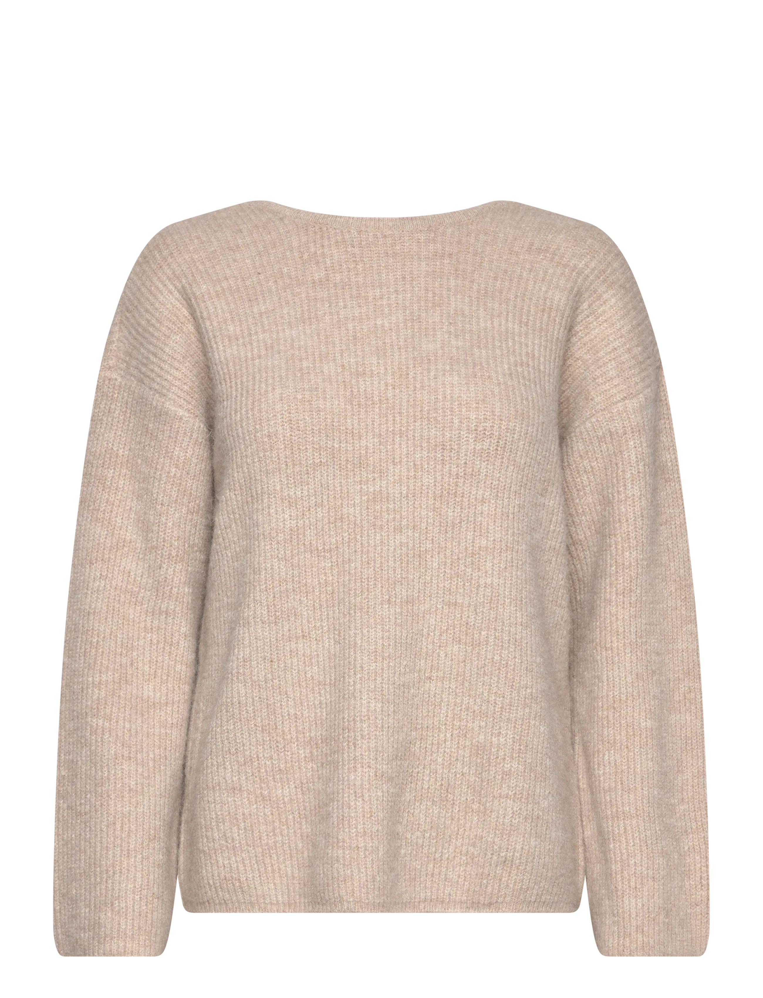 Vila VIRETTA O-NECK L/S KNIT BOW TOP/LN - Tøj - NATURAL MELANGE / beige
