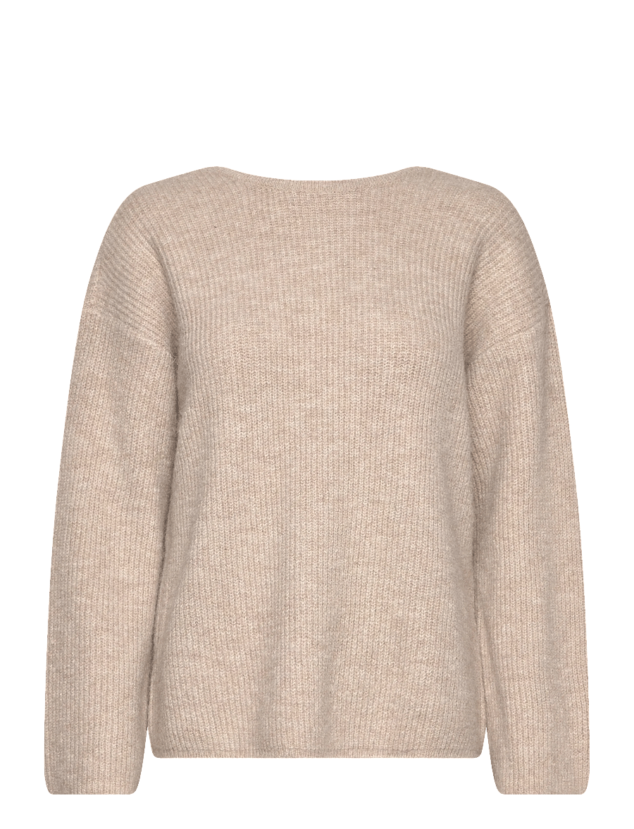 Vila - VIRETTA O-NECK L/S KNIT BOW TOP/LN - pullover - natural melange - 1