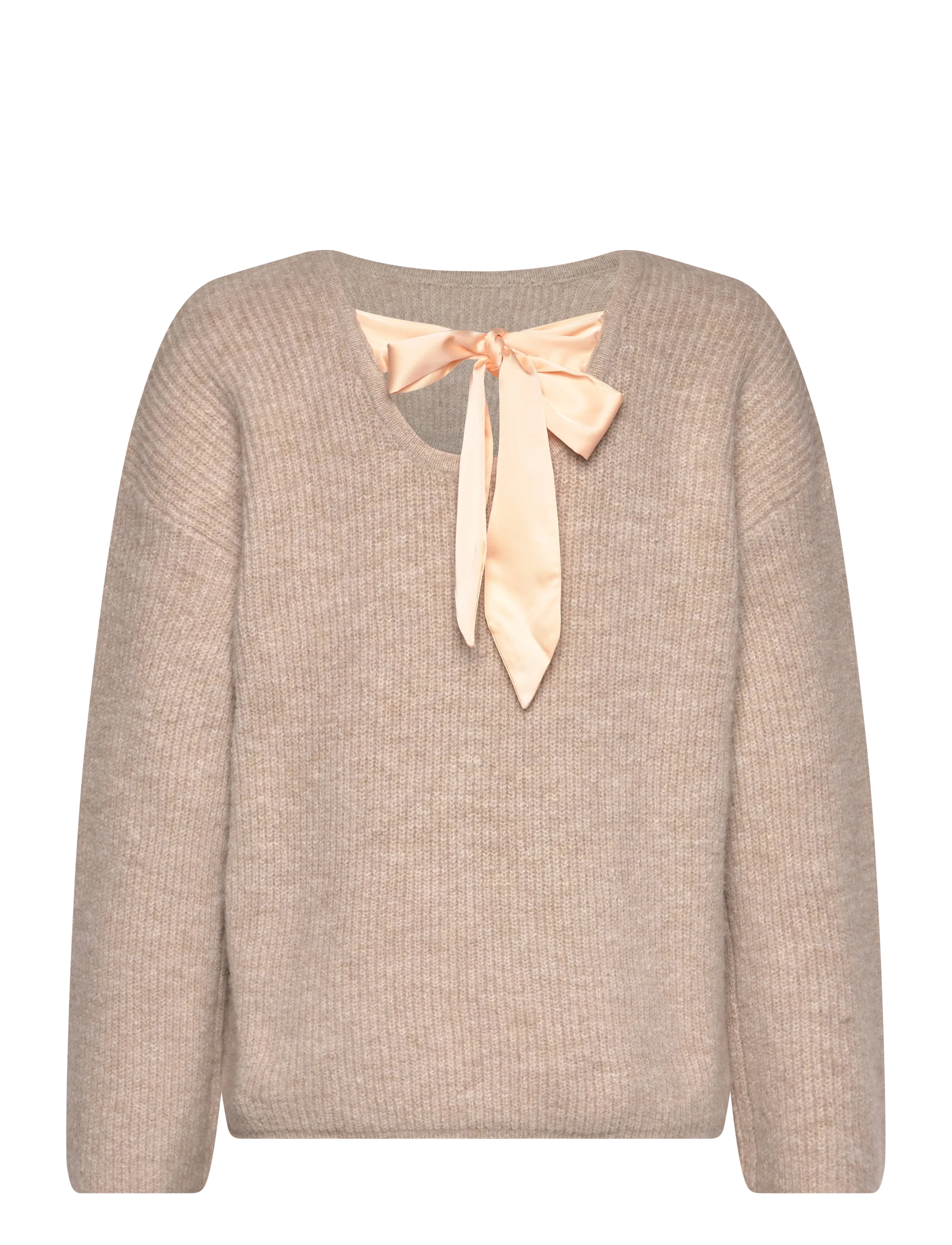Vila - VIRETTA O-NECK L/S KNIT BOW TOP/LN - pullover - natural melange - 2