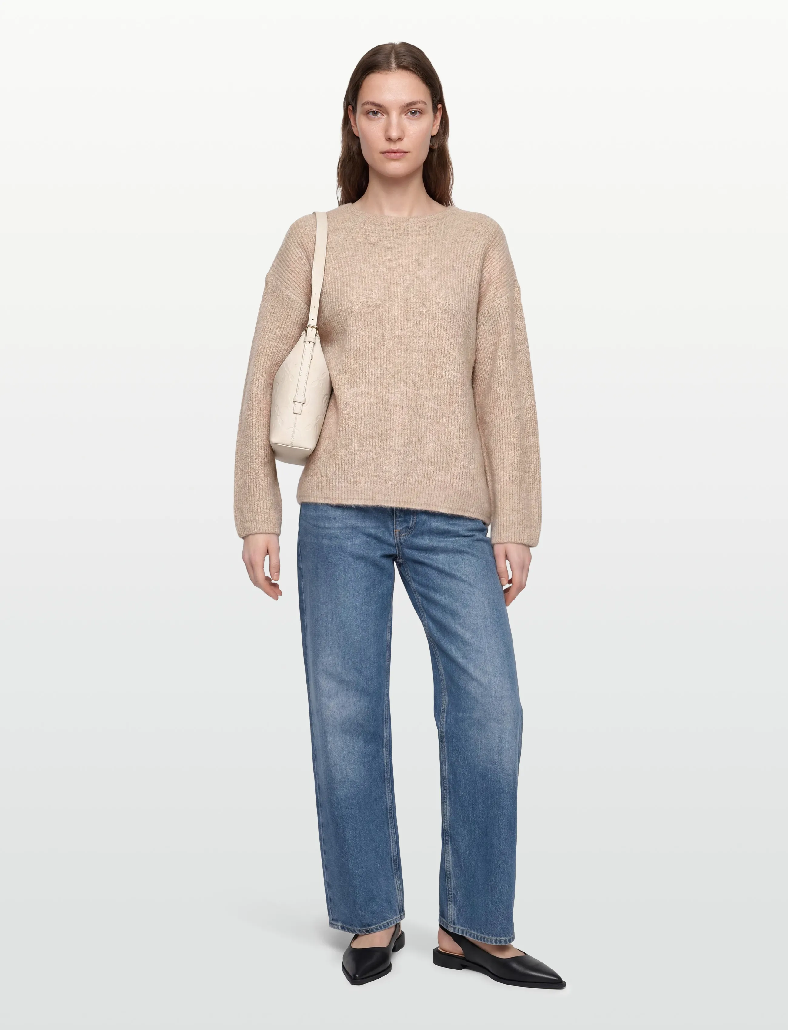 Vila - VIRETTA O-NECK L/S KNIT BOW TOP/LN - pullover - natural melange - 0