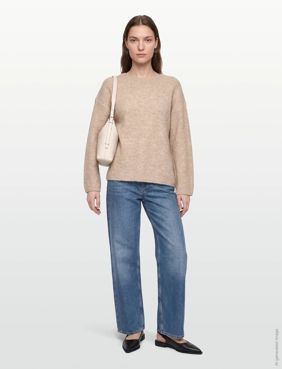 Vila - VIRETTA O-NECK L/S KNIT BOW TOP/LN - pullover - natural melange - 0