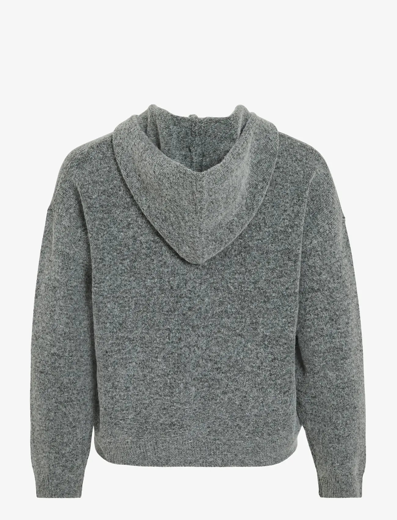 Vila - VICASTI HOODIE L/S BUTTON KNIT TOP - neulepuserot - medium grey melange - 2