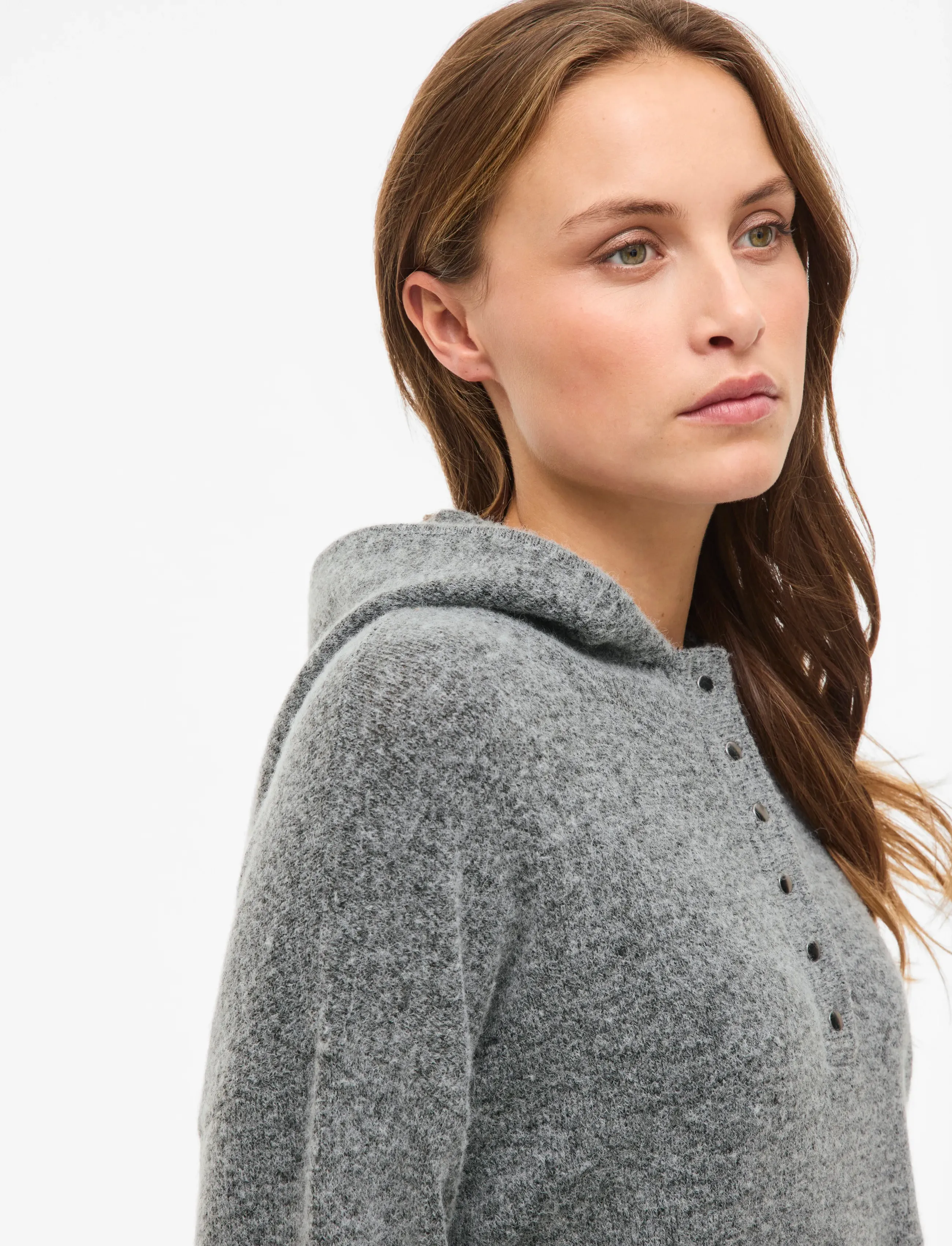 VILA Vicasti Hoodie L/S Button Knit Top dam – bild 5