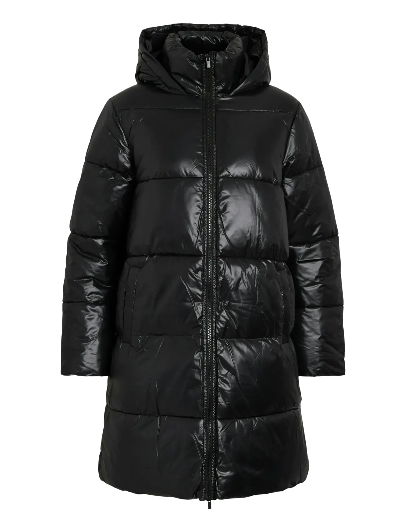 VILA Vilidda L/S Hood Shinny Puffer Jacke Schwarz - 40 - Damen