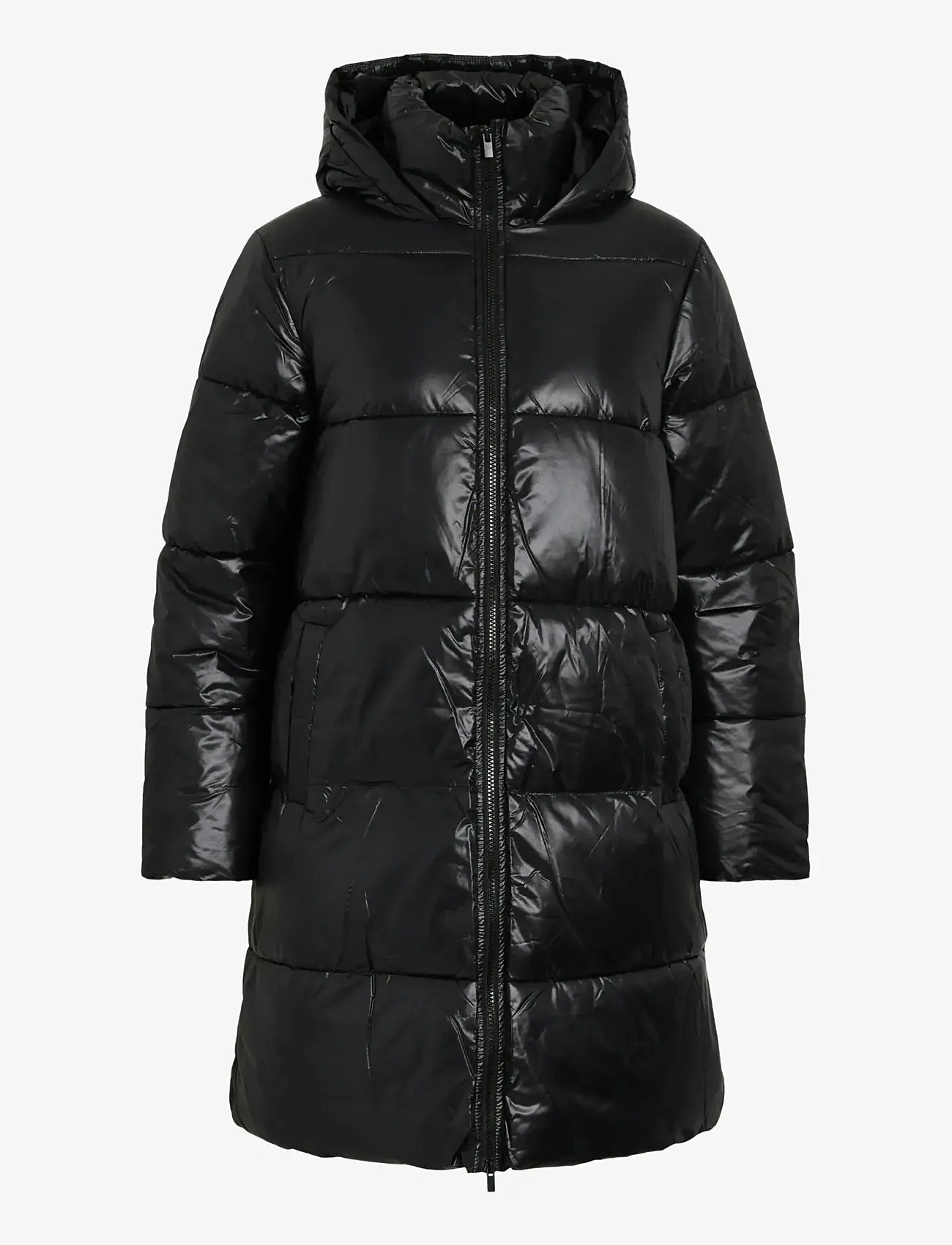 Vila - VILIDDA L/S HOOD SHINNY PUFFER JACKET - winter jackets - black - 1