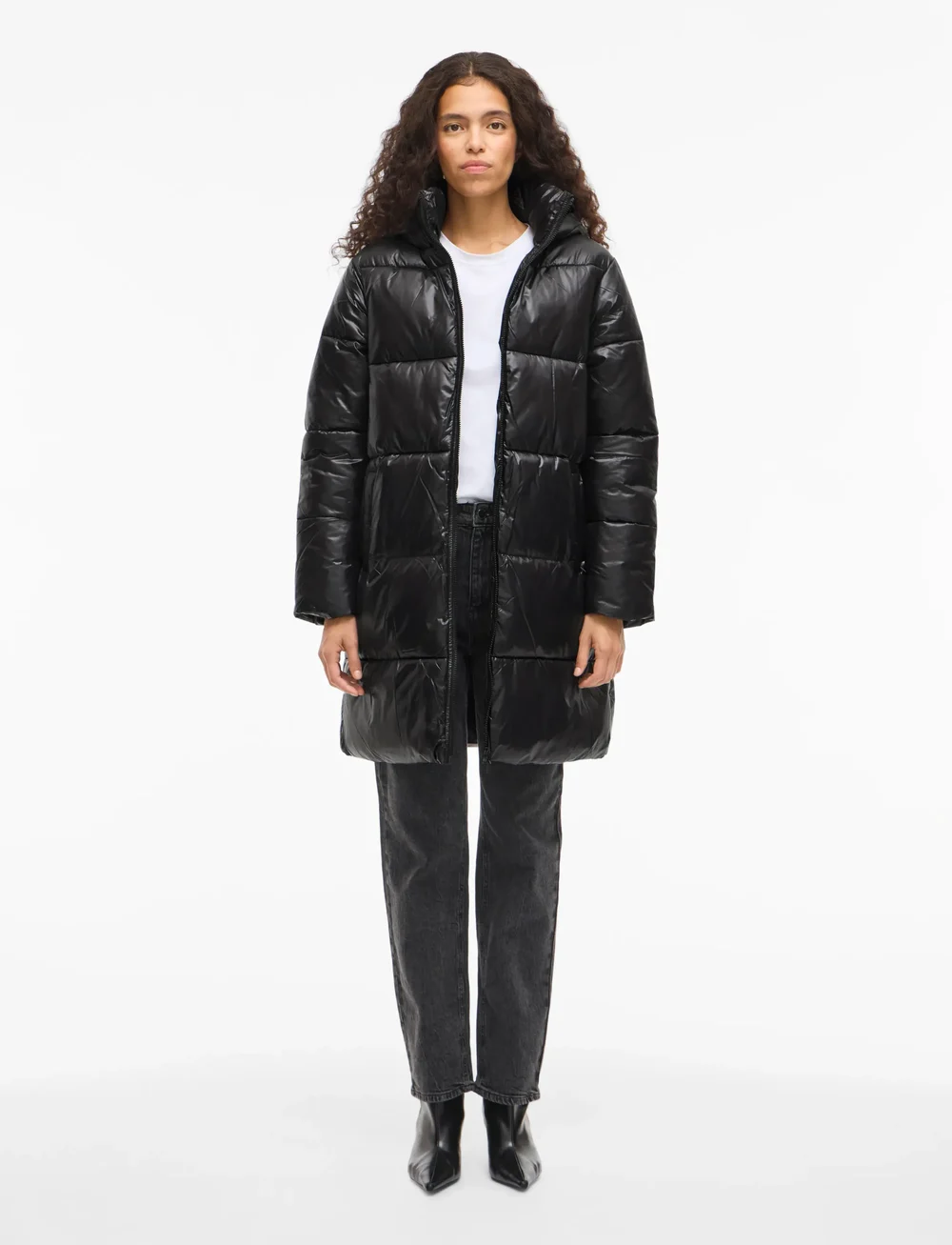 Vila - VILIDDA L/S HOOD SHINNY PUFFER JACKET - dunfrakker - black - 0