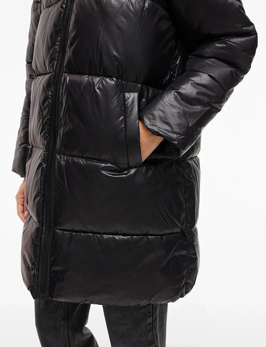 Vila - VILIDDA L/S HOOD SHINNY PUFFER JACKET - vinterjakker - black - 5