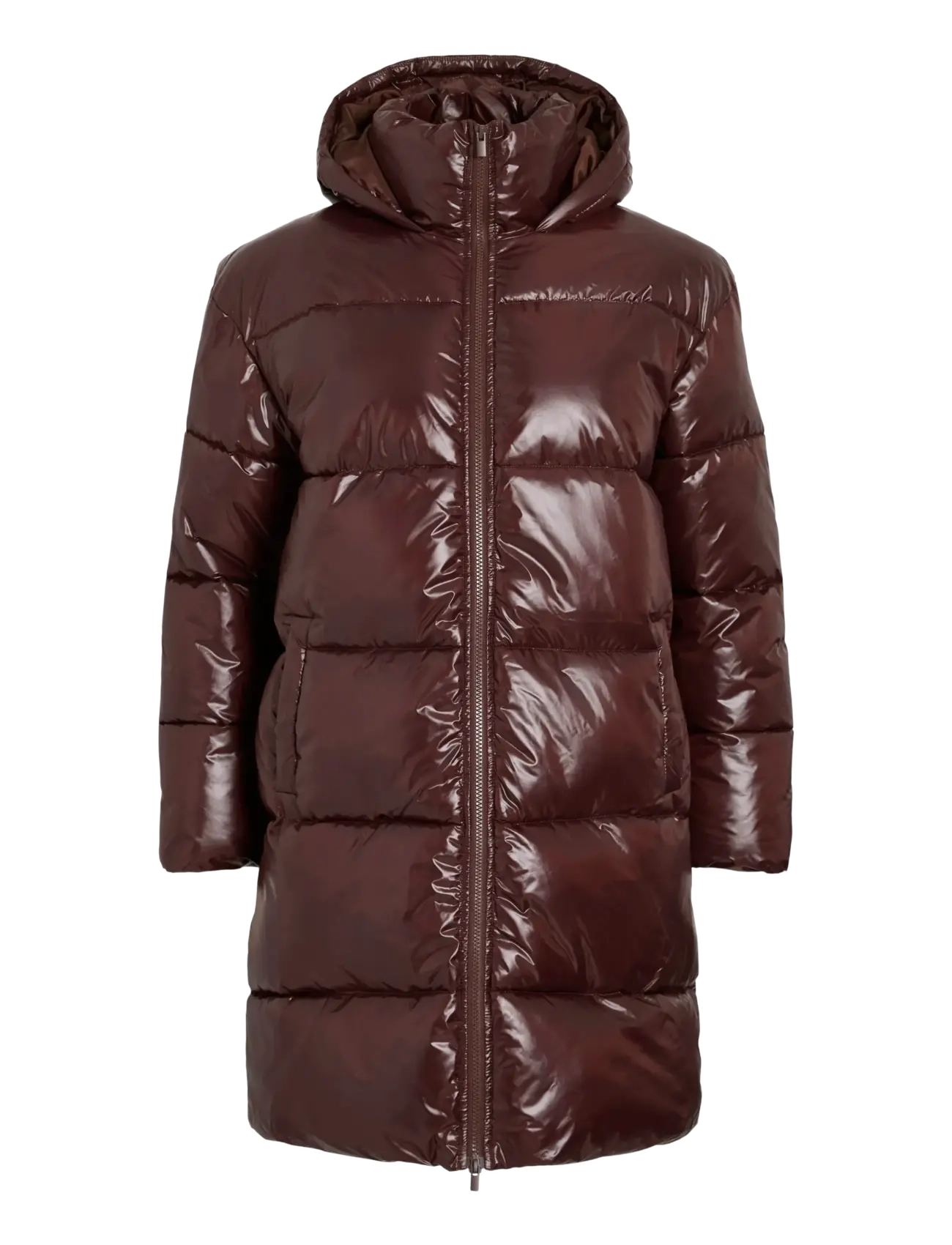 VILA Vilidda L/S Hood Shinny Puffer Jacke Braun - 44 - Damen