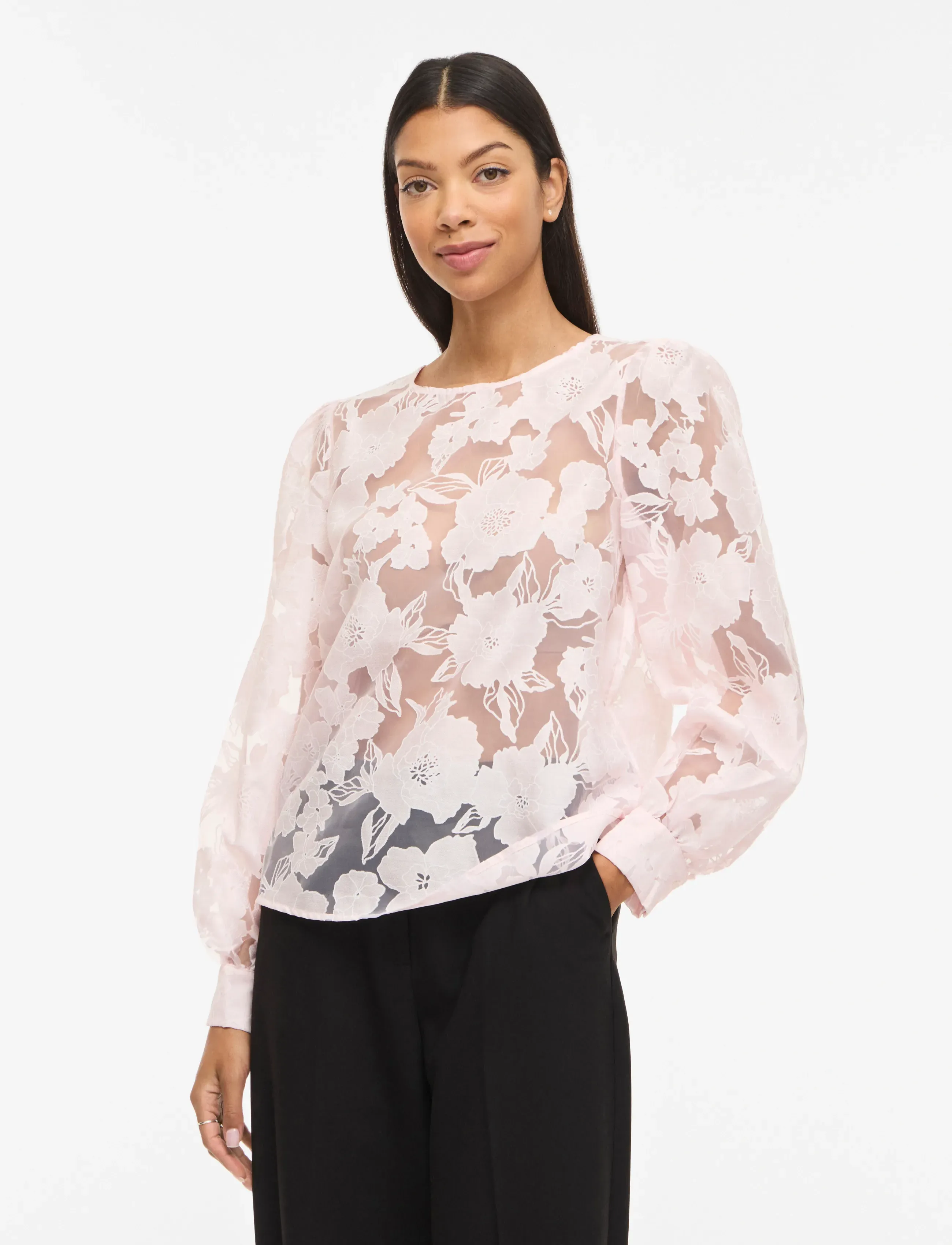 Vila VIBILLIE O-NECK L/S TOP - Blusen - CHERRY BLOSSOM / pink/rose