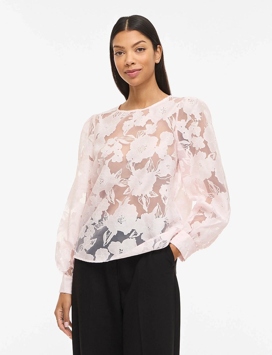 Vila - VIBILLIE O-NECK L/S TOP - langærmede bluser - cherry blossom - 0