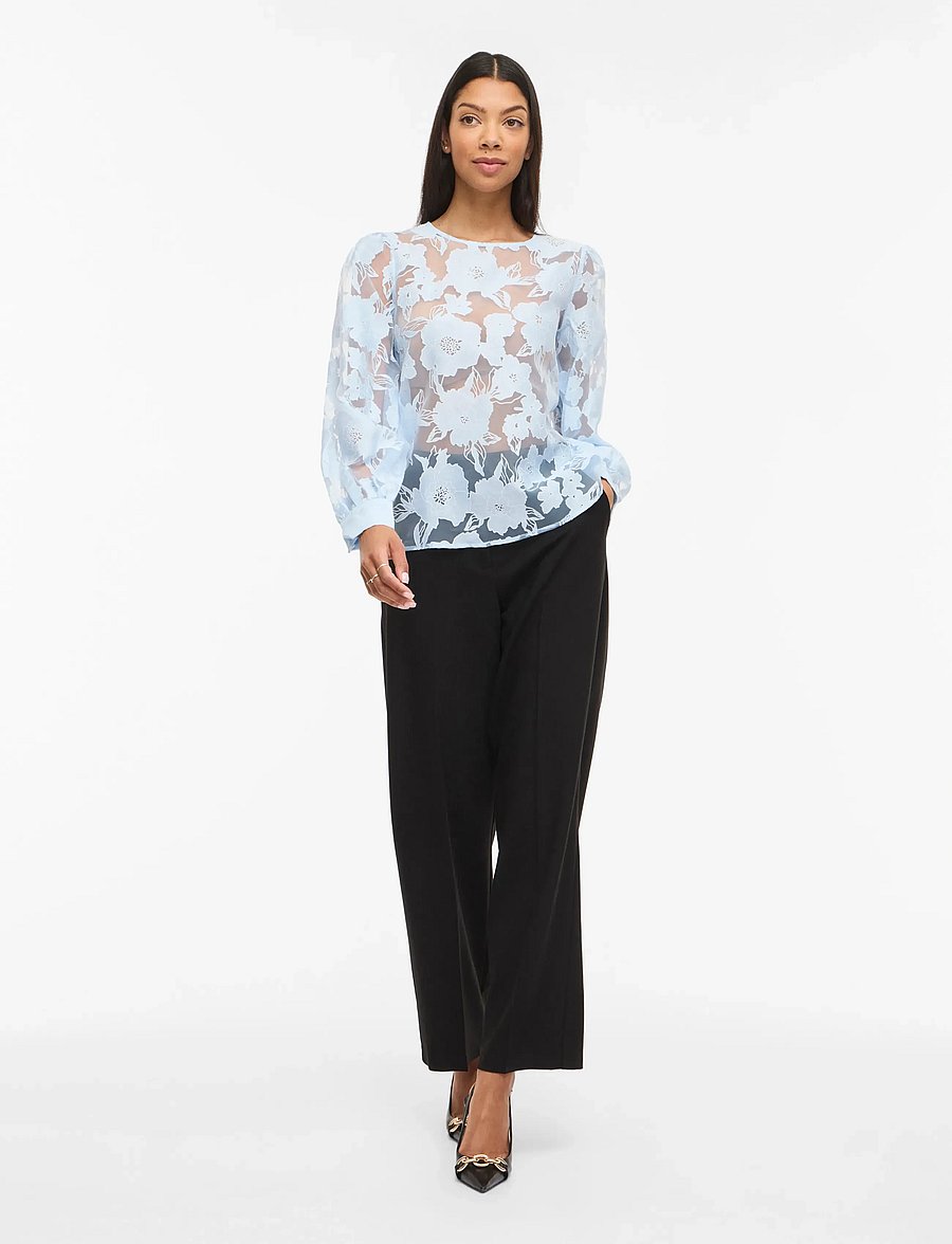Vila - VIBILLIE O-NECK L/S TOP - langærmede bluser - nantucket breeze - 4