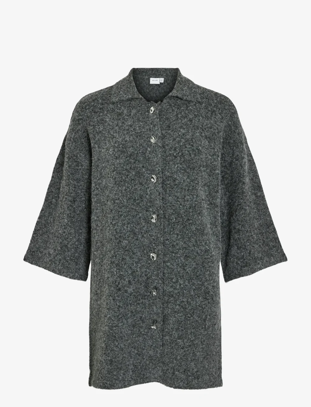 Vila - VILAURI 3/4 SLEEVE KNIT DRESS - särkkleidid - medium grey melange - 1