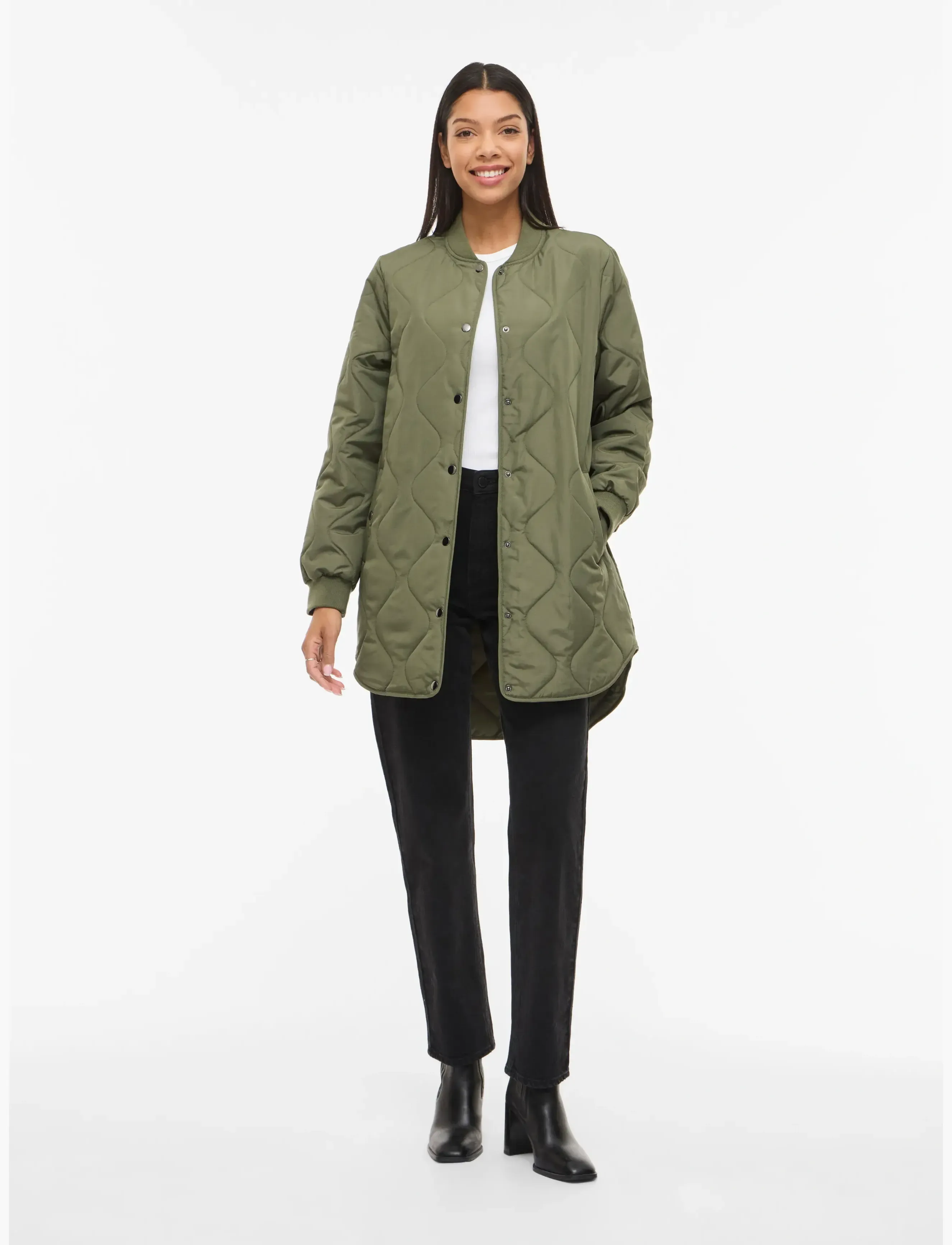 Vila Vitate L/S Quilt Jacket Noos, 40, Jackets, Grün - Padded Jacket, Frauen