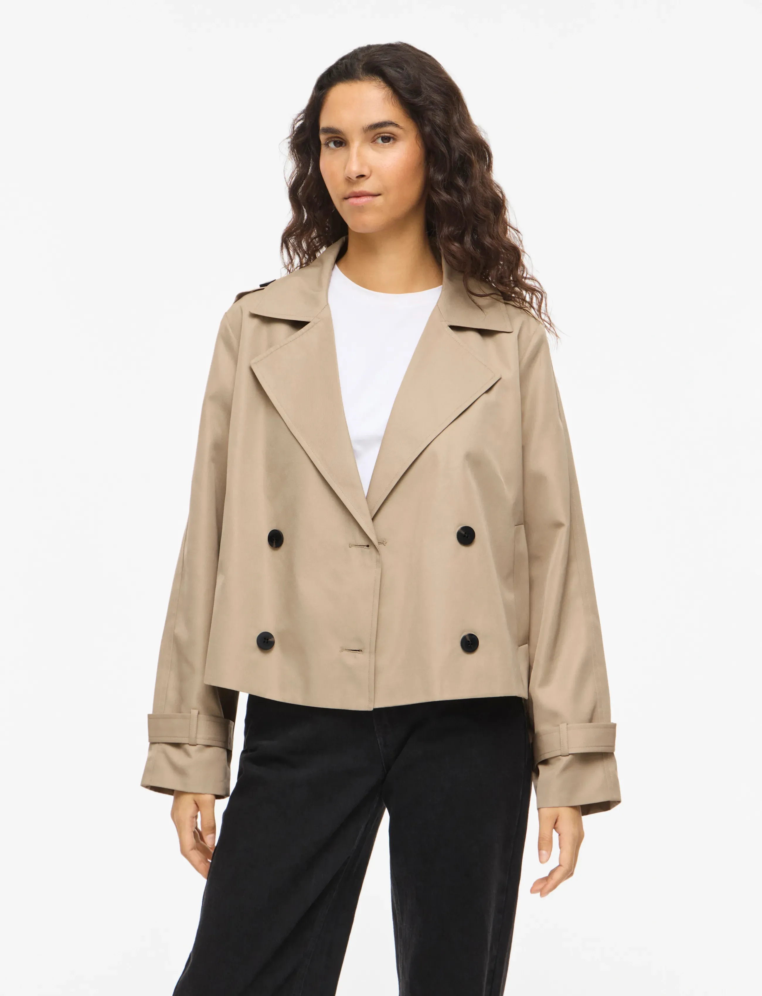 Vila Viaddison L/S Short Jacket Noos, 44, Jackets, Beige - Light-summer Jacket, Frauen