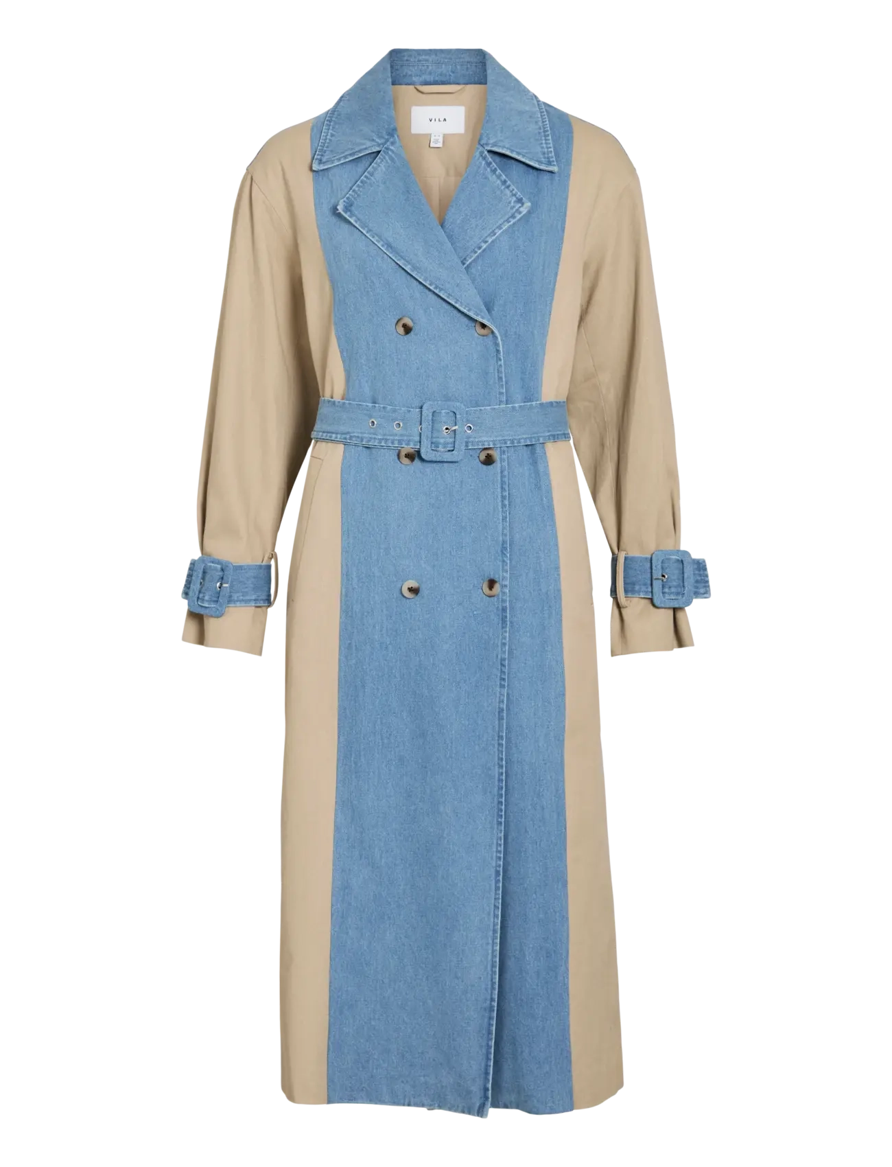 Vila VIBERA L/S CONTRAST DENIM TRENCHCOAT - PARTY - MEDIUM BLUE DENIM / blue