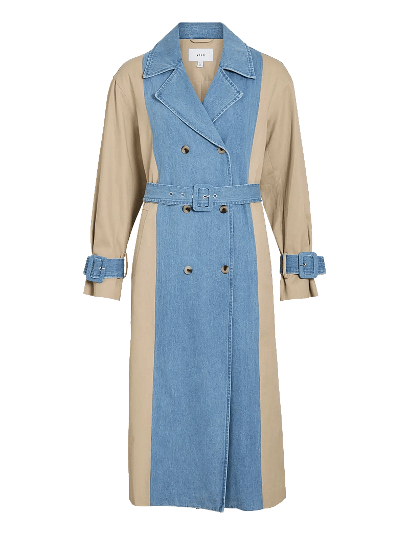 Vila - VIBERA L/S CONTRAST DENIM TRENCHCOAT - trenchcoats - medium blue denim - 1