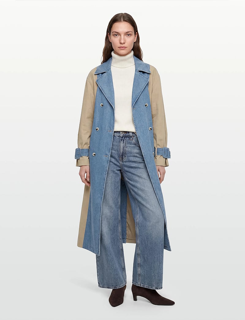 Vila - VIBERA L/S CONTRAST DENIM TRENCHCOAT - trenchcoats - medium blue denim - 0