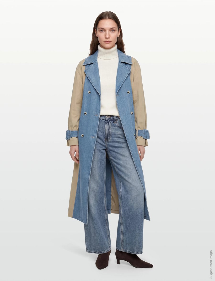 Vila - VIBERA L/S CONTRAST DENIM TRENCHCOAT - trenchcoats - medium blue denim - 0
