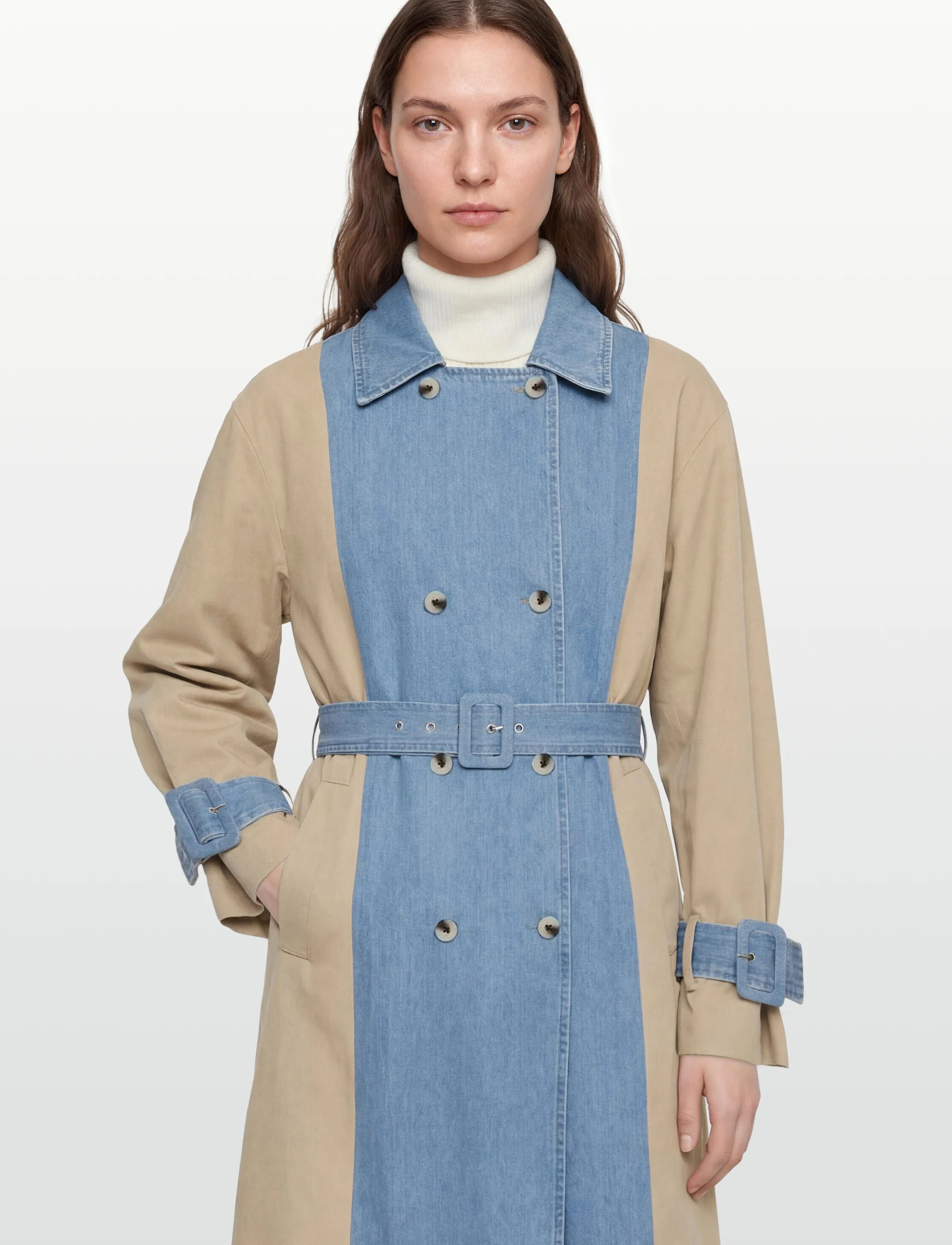 Vila - VIBERA L/S CONTRAST DENIM TRENCHCOAT - trenchcoats - medium blue denim - 3