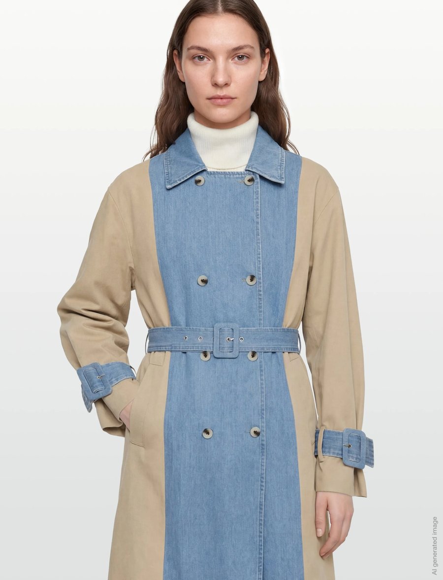 Vila - VIBERA L/S CONTRAST DENIM TRENCHCOAT - trenchcoats - medium blue denim - 3