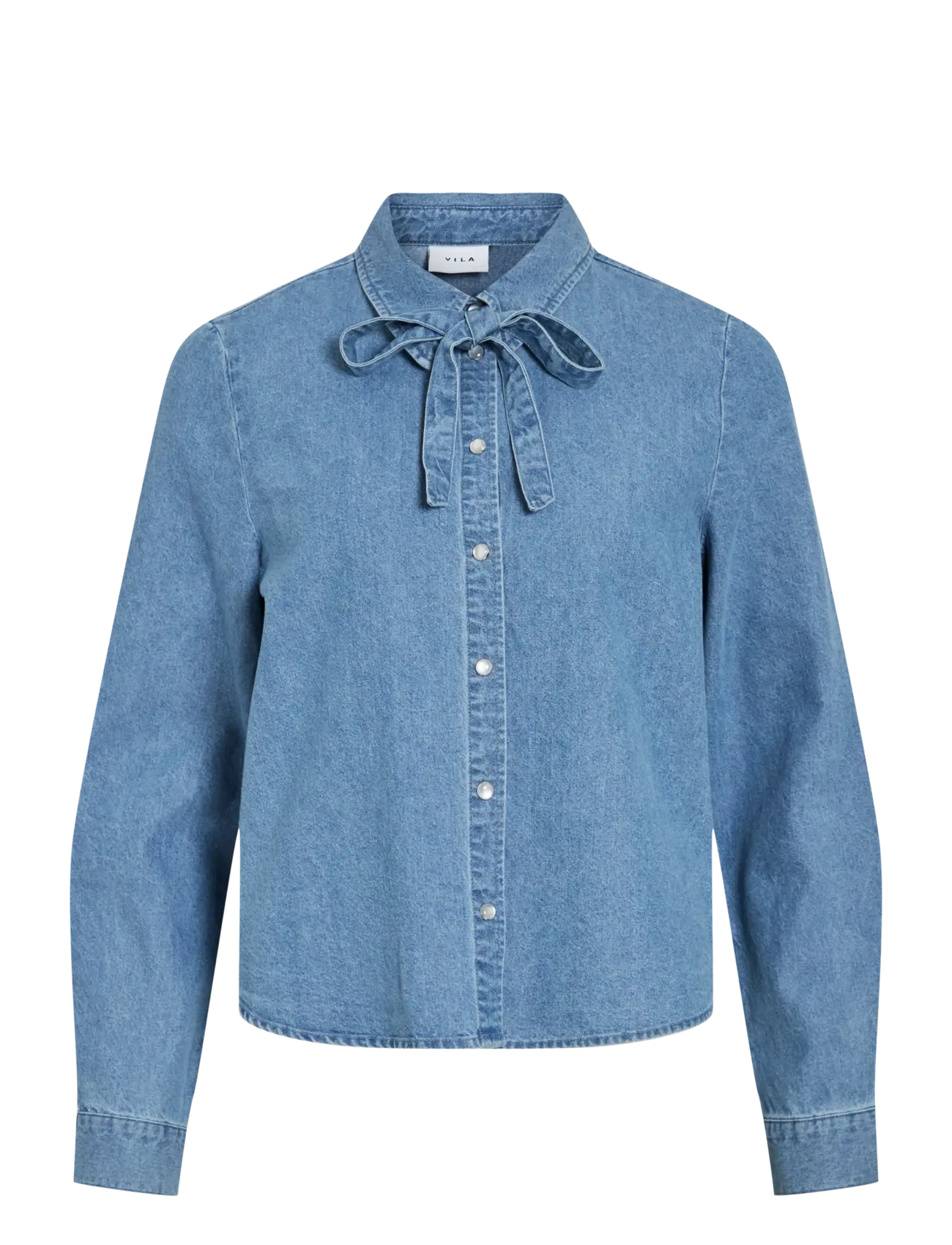 Vila VICONGA L/S BOW DENIM SHIRT - Skjorter - LIGHT BLUE DENIM / blue