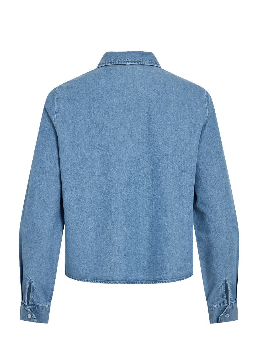 Vila - VICONGA L/S BOW DENIM SHIRT - jeanshemden - light blue denim - 2