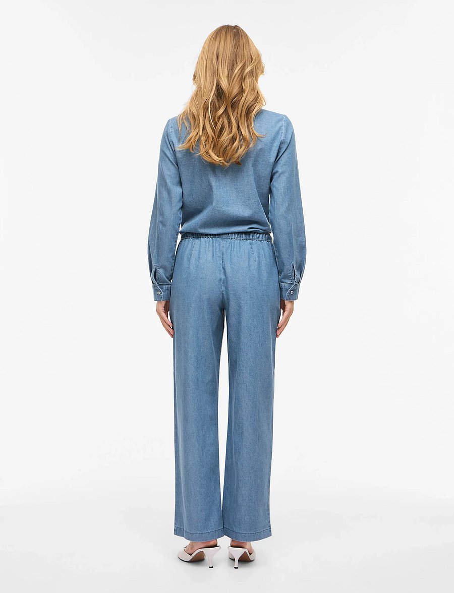 Vila - VICONGA RW STRING DENIM PANTS - laia säärega püksid - light blue denim - 3
