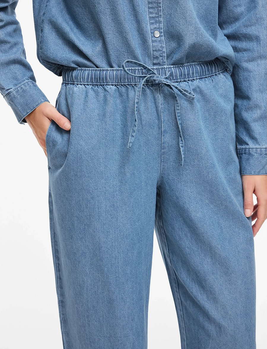 Vila - VICONGA RW STRING DENIM PANTS - laia säärega püksid - light blue denim - 5