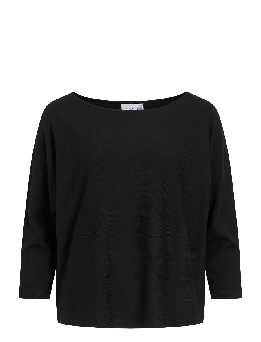 Vila - VIMALU BOATNECK 3/4 SLEEVE KNIT TOP-NOOS - pullover - black beauty - 1