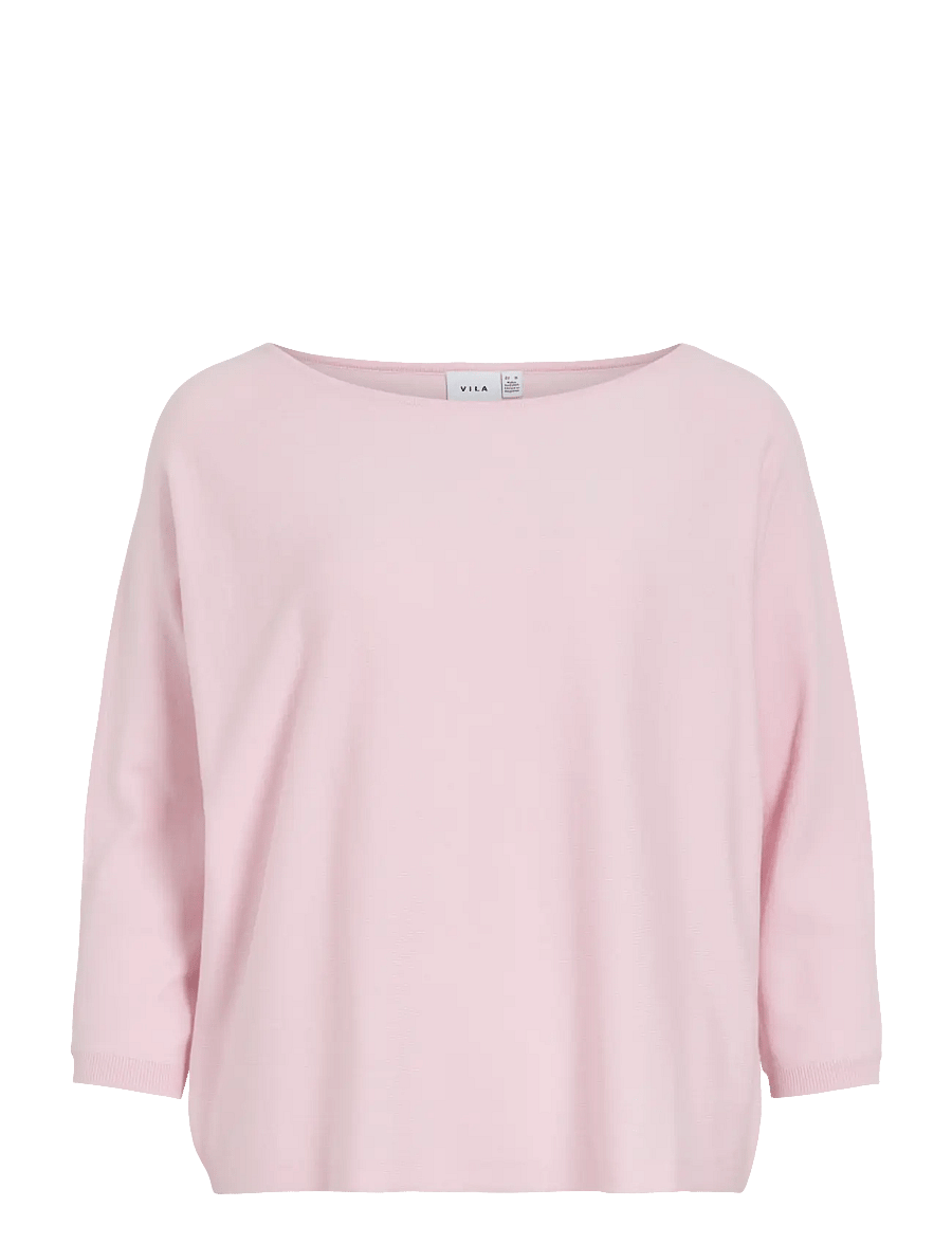 Vila - VIMALU BOATNECK 3/4 SLEEVE KNIT TOP-NOOS - striktrøjer - cherry blossom - 1