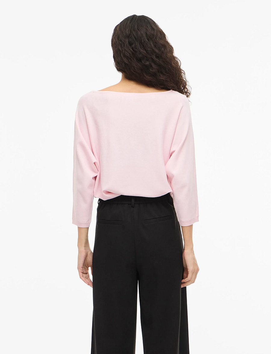 Vila - VIMALU BOATNECK 3/4 SLEEVE KNIT TOP-NOOS - striktrøjer - cherry blossom - 3