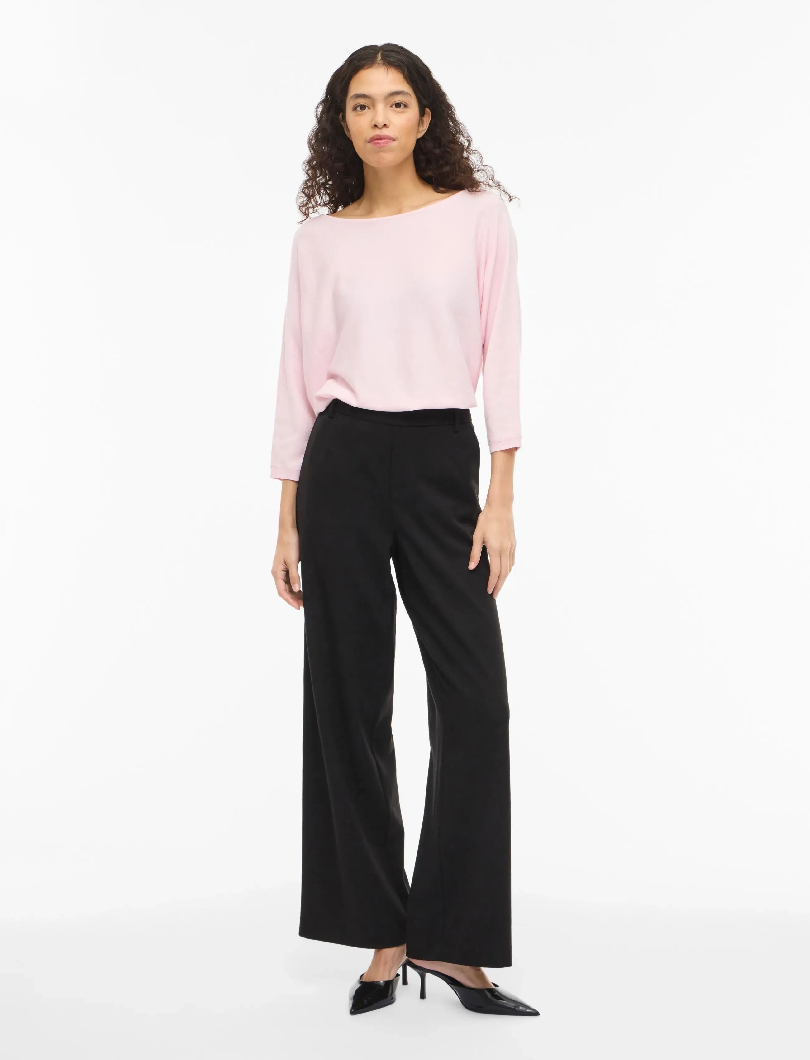 Vila - VIMALU BOATNECK 3/4 SLEEVE KNIT TOP-NOOS - stickade tröjor - cherry blossom - 4