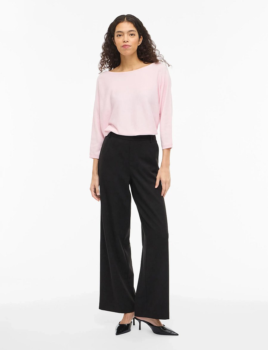 Vila - VIMALU BOATNECK 3/4 SLEEVE KNIT TOP-NOOS - striktrøjer - cherry blossom - 4