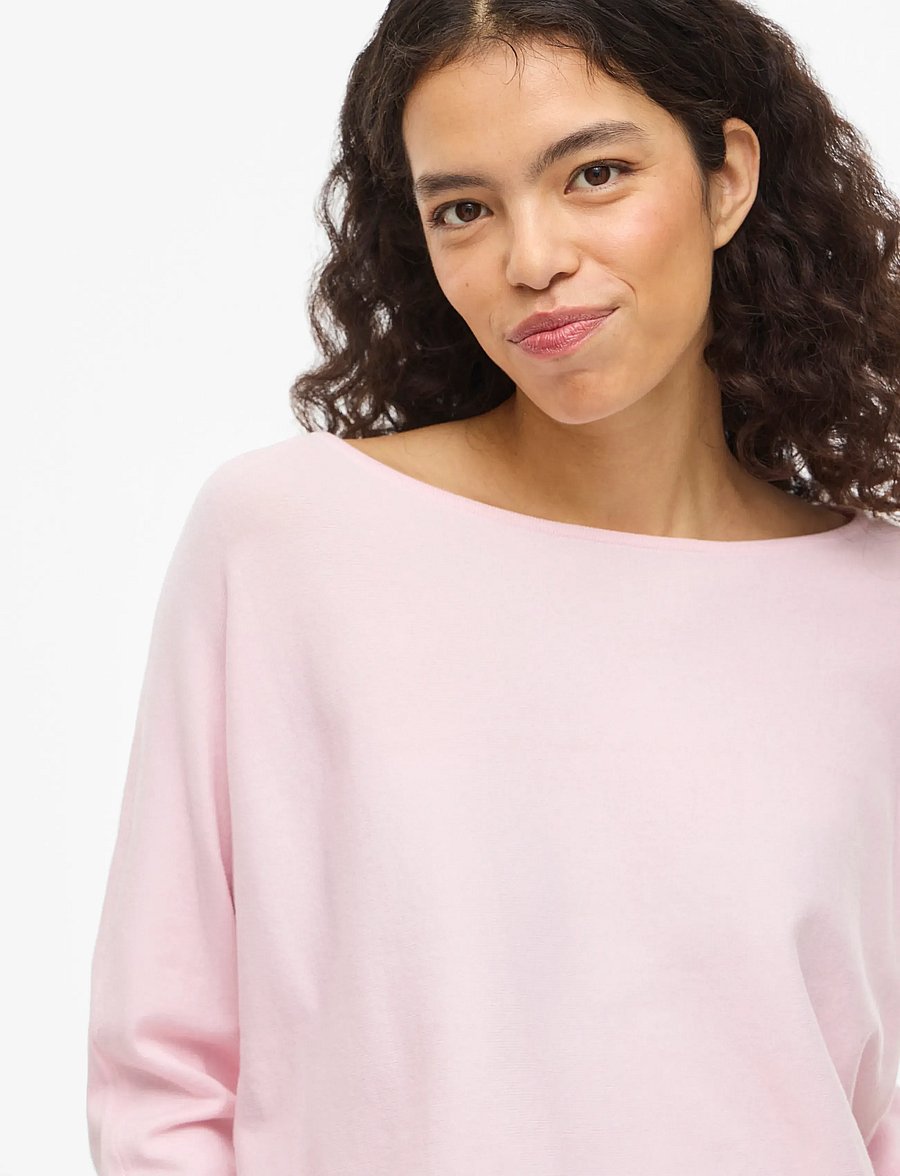 Vila - VIMALU BOATNECK 3/4 SLEEVE KNIT TOP-NOOS - striktrøjer - cherry blossom - 5