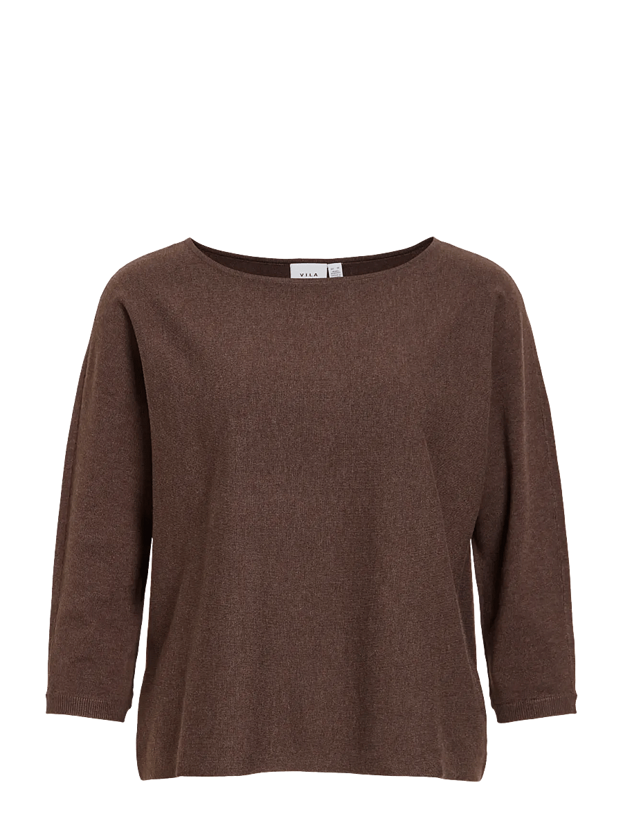 Vila - VIMALU BOATNECK 3/4 SLEEVE KNIT TOP-NOOS - pullover - coffee bean - 1