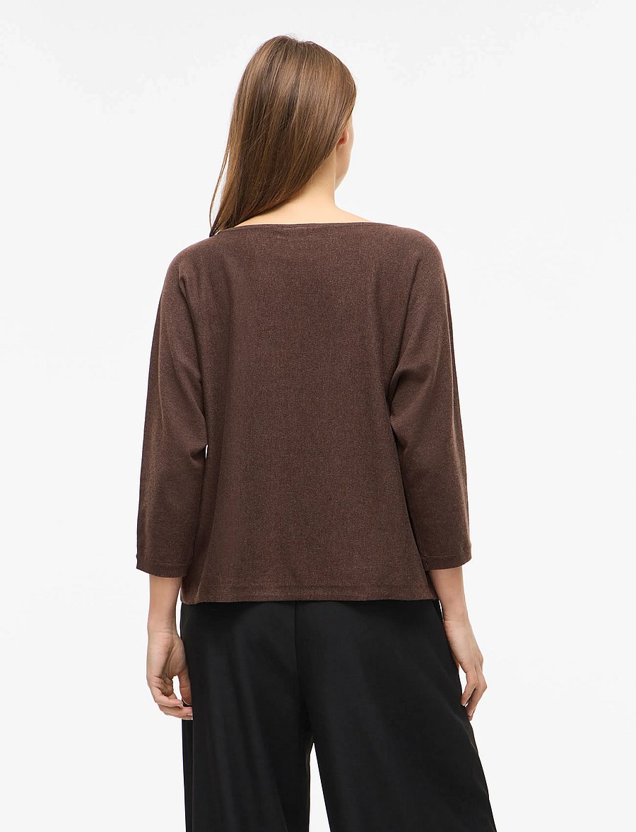 Vila - VIMALU BOATNECK 3/4 SLEEVE KNIT TOP-NOOS - pullover - coffee bean - 3