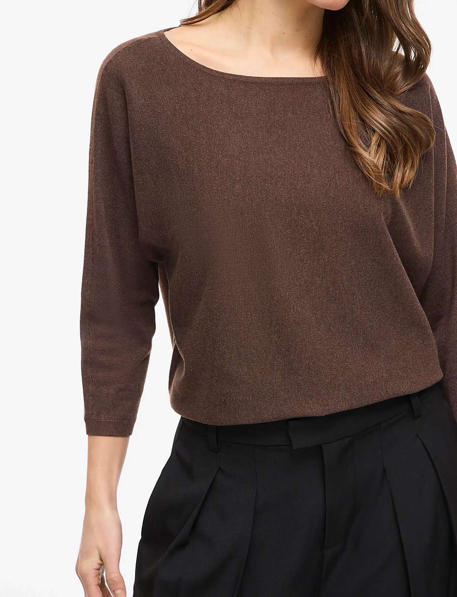 Vila - VIMALU BOATNECK 3/4 SLEEVE KNIT TOP-NOOS - pullover - coffee bean - 5
