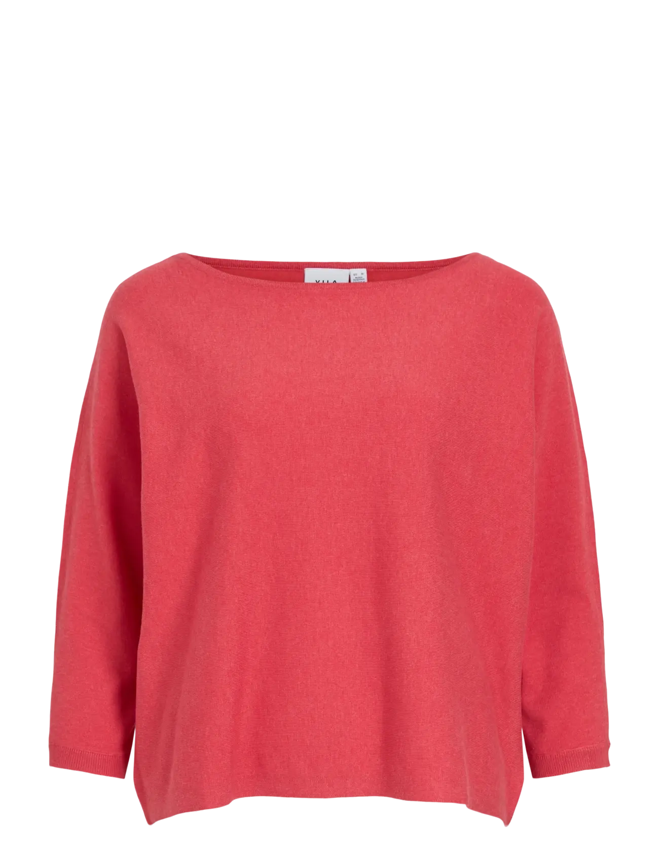 Vila VIMALU BOATNECK 3/4 SLEEVE KNIT TOP-NOOS - Striktrøjer - HIBISCUS / coral