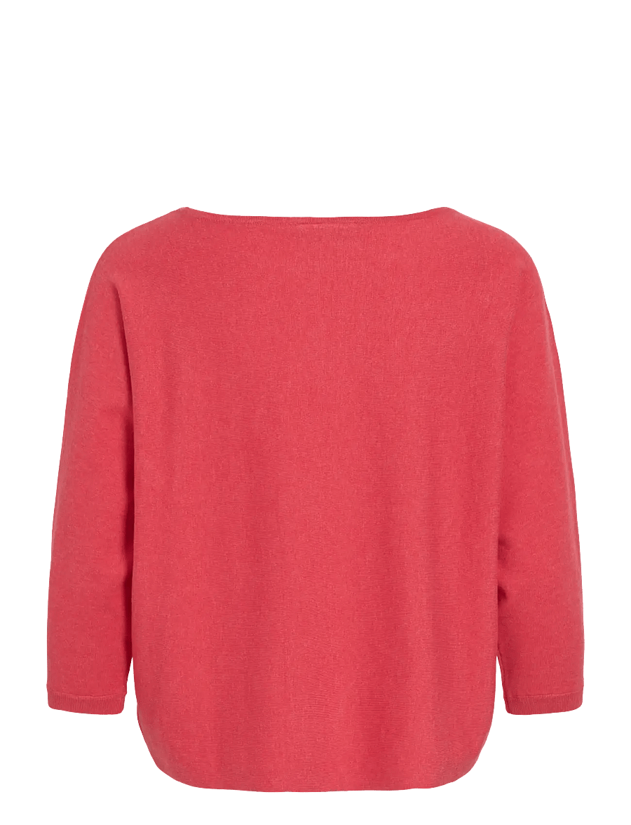 Vila - VIMALU BOATNECK 3/4 SLEEVE KNIT TOP-NOOS - striktrøjer - hibiscus - 2