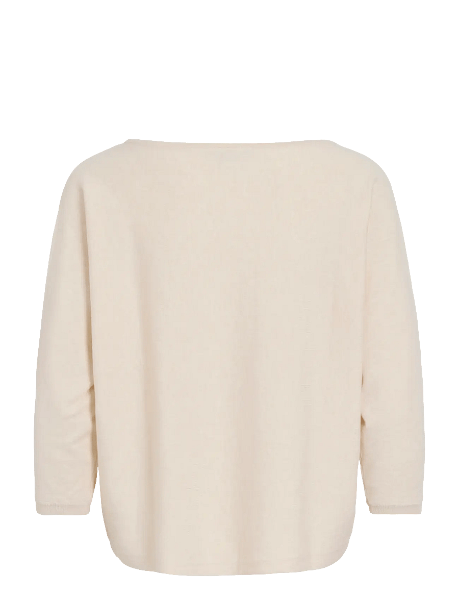 Vila - VIMALU BOATNECK 3/4 SLEEVE KNIT TOP-NOOS - striktrøjer - sandshell - 2