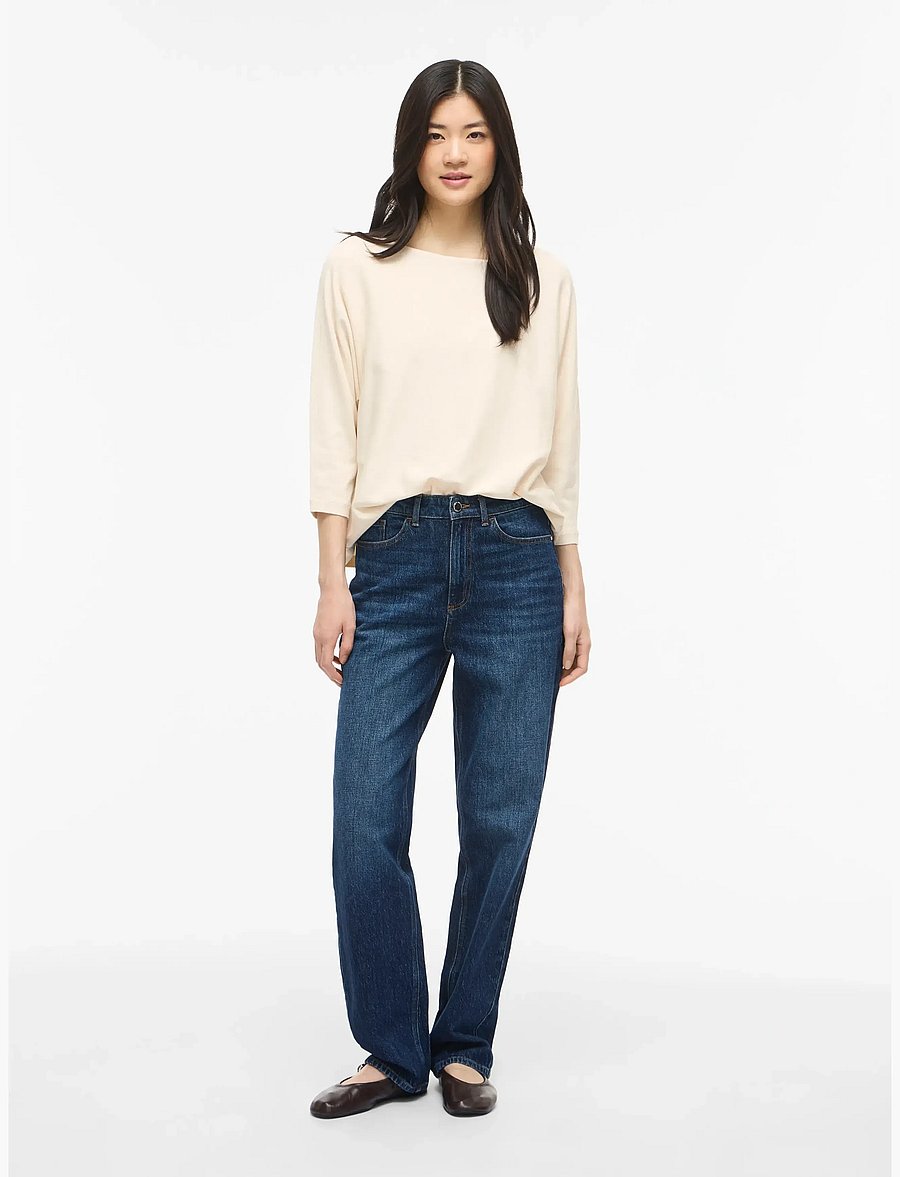Vila - VIMALU BOATNECK 3/4 SLEEVE KNIT TOP-NOOS - striktrøjer - sandshell - 4