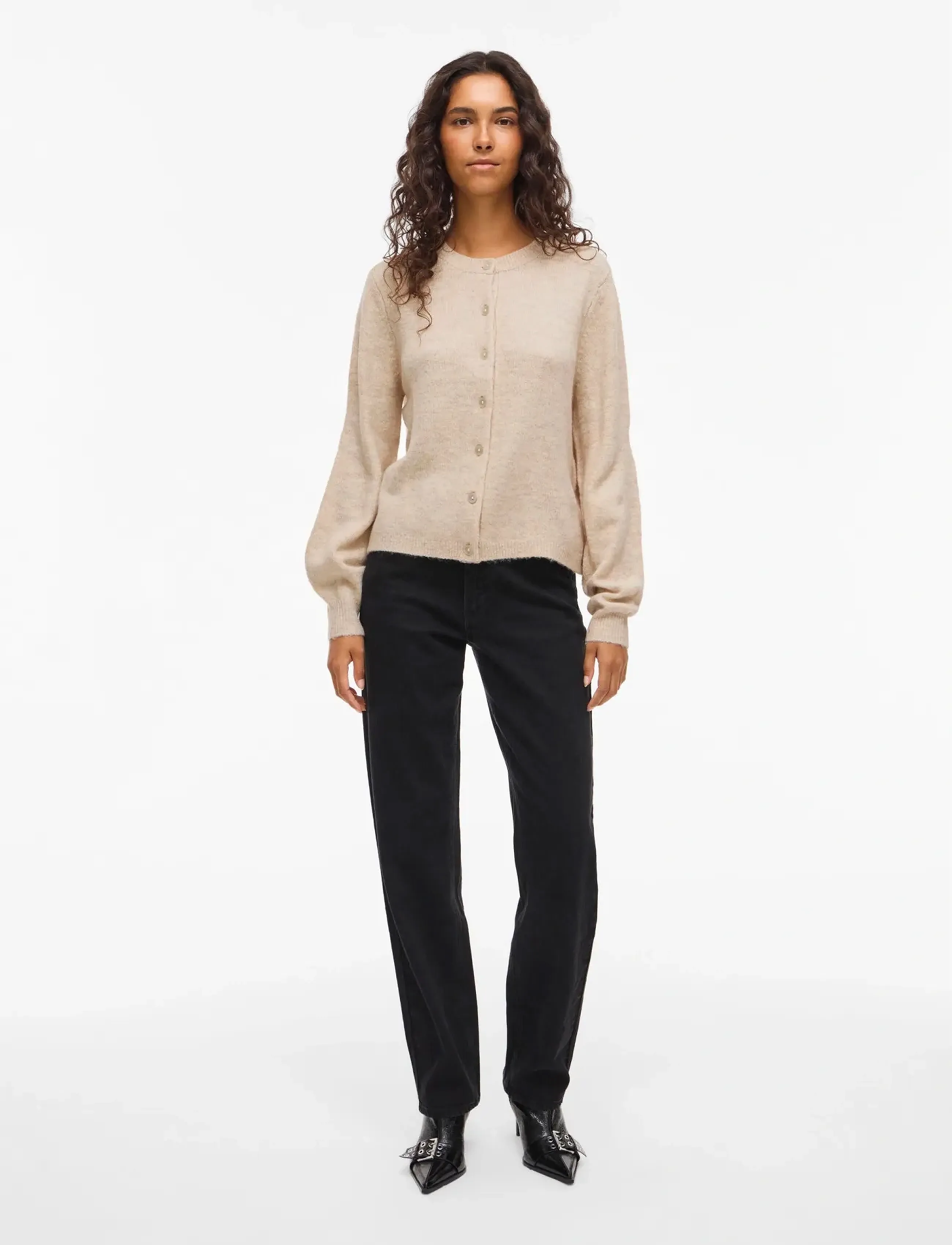 Vila - VIGLADYS O-NECK L/S KNIT CARDIGAN/TES - super light natural melan - 4