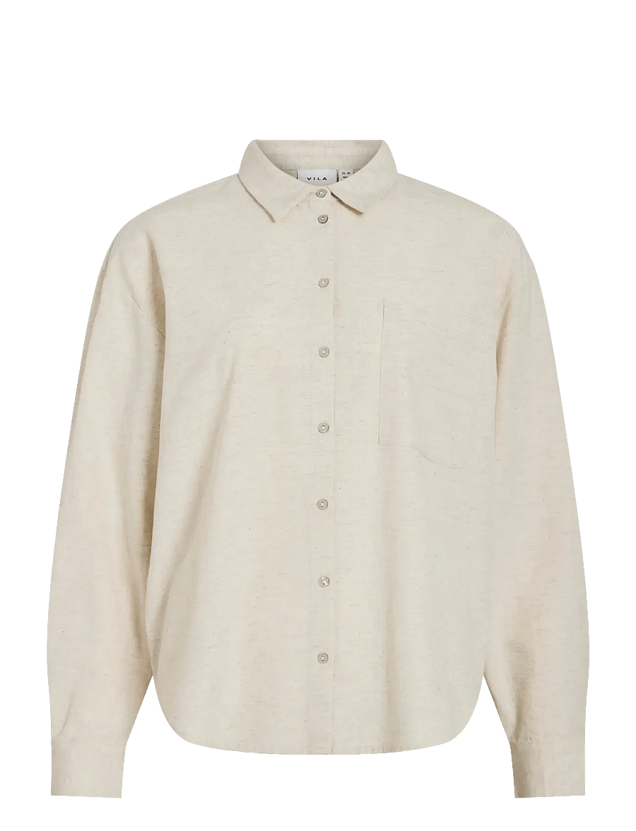 Vila - VIPRISILLA L/S LOOSE SHIRT - NOOS - long-sleeved shirts - super light natural melan - 1