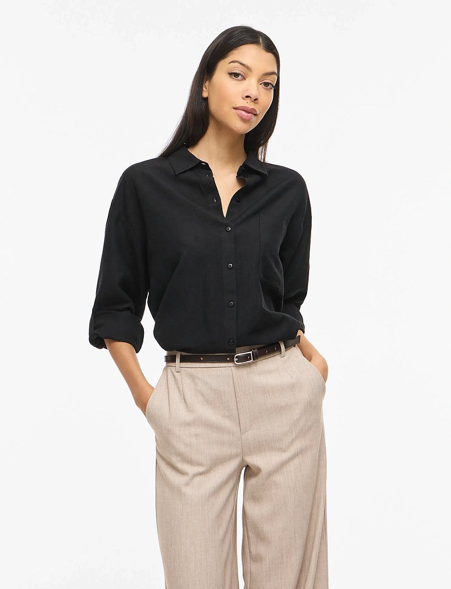 Vila - VIPRISILLA L/S LOOSE SHIRT - NOOS - langärmlige hemden - black beauty - 0