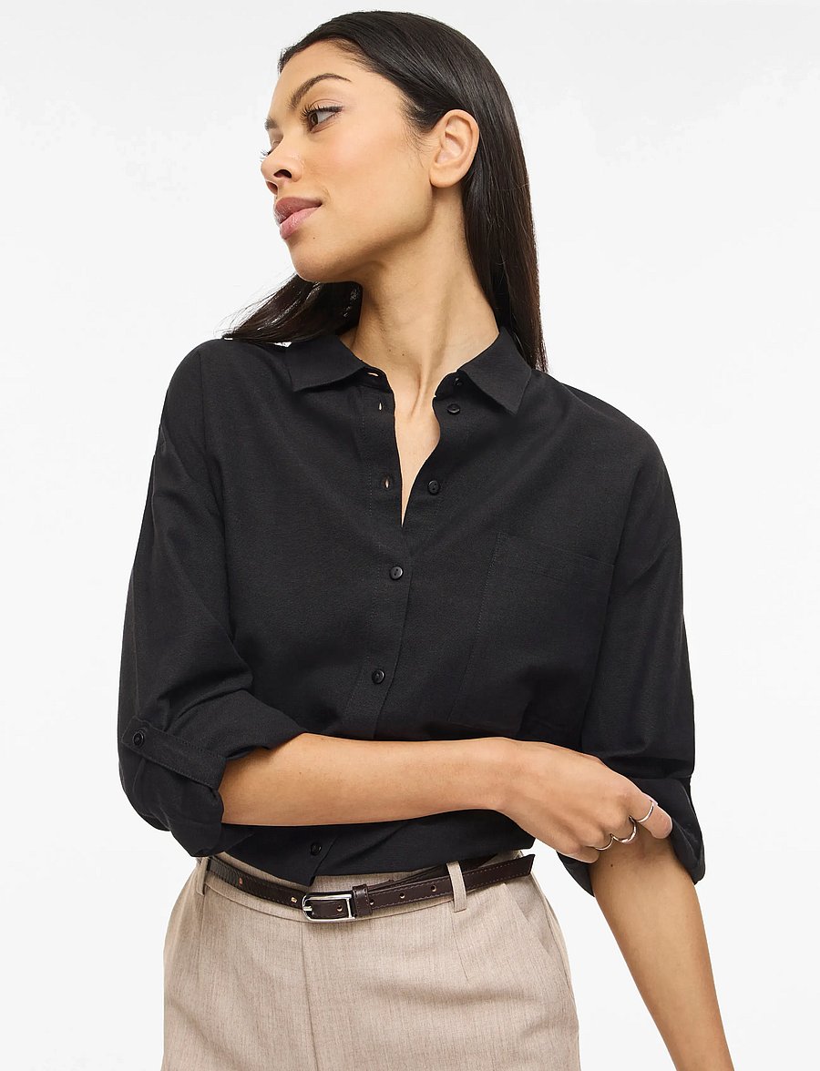 Vila - VIPRISILLA L/S LOOSE SHIRT - NOOS - langärmlige hemden - black beauty - 5