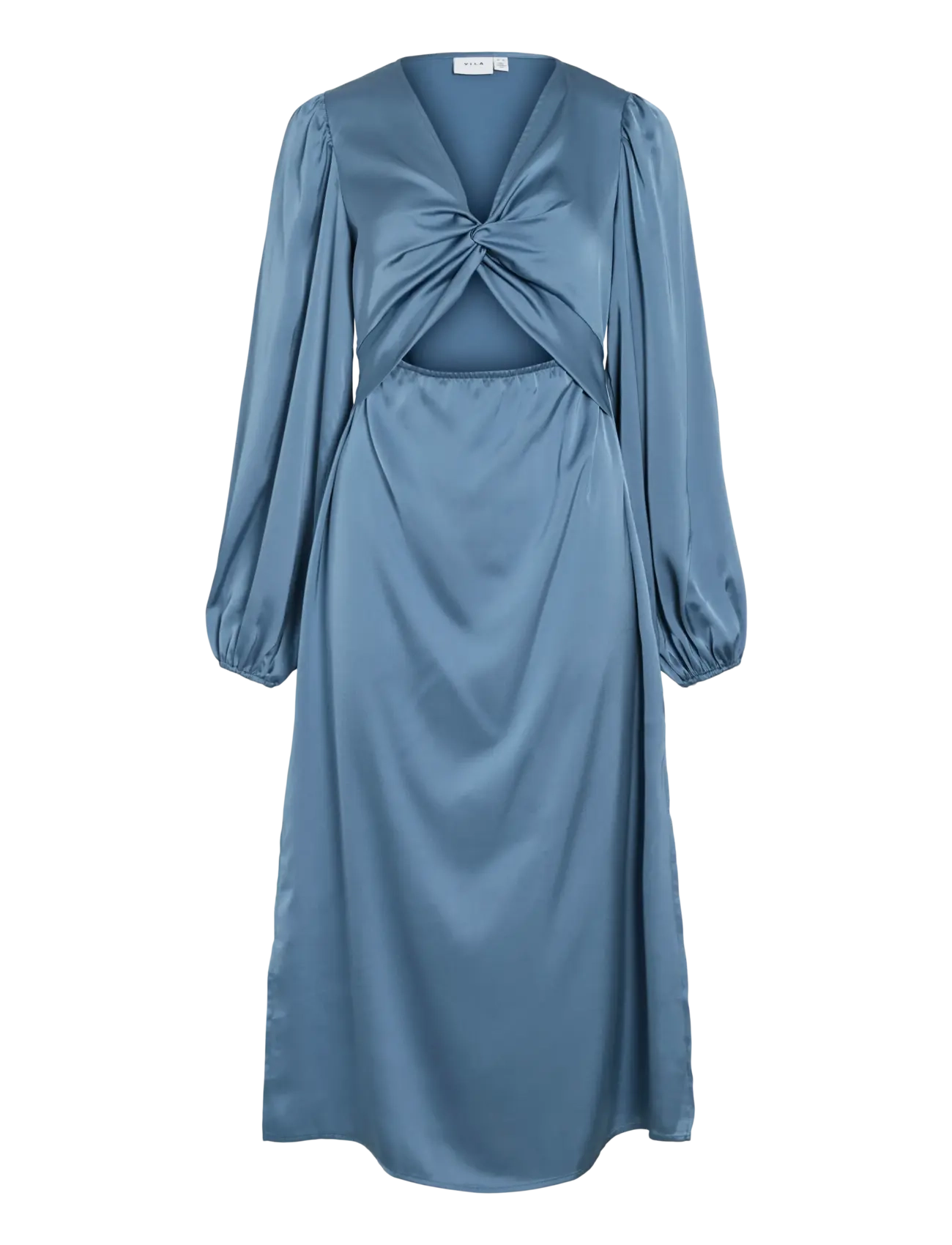 VILA Vischasta L/S Cut Out Midi Kleid Blau - 34 - Damen